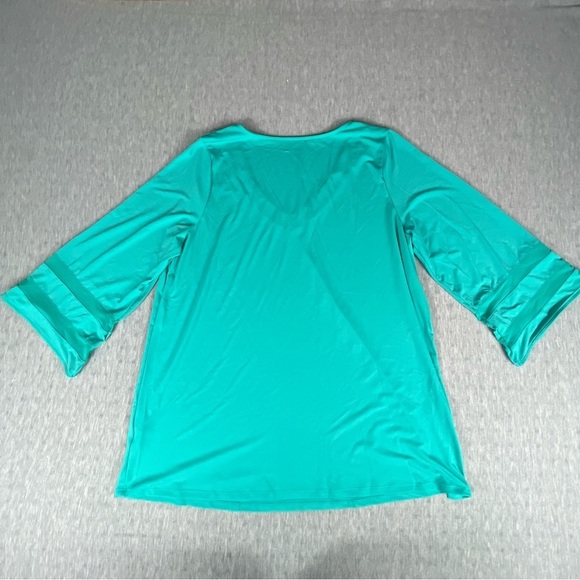 Jessica London 3/4 sleeve blouse teal size 14 / 16 - Picture 6 of 8